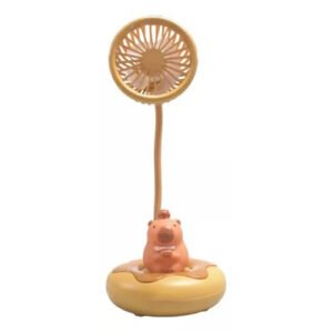 Ventilador De Mesa Con Luz En Capybara Recargable Kawaii