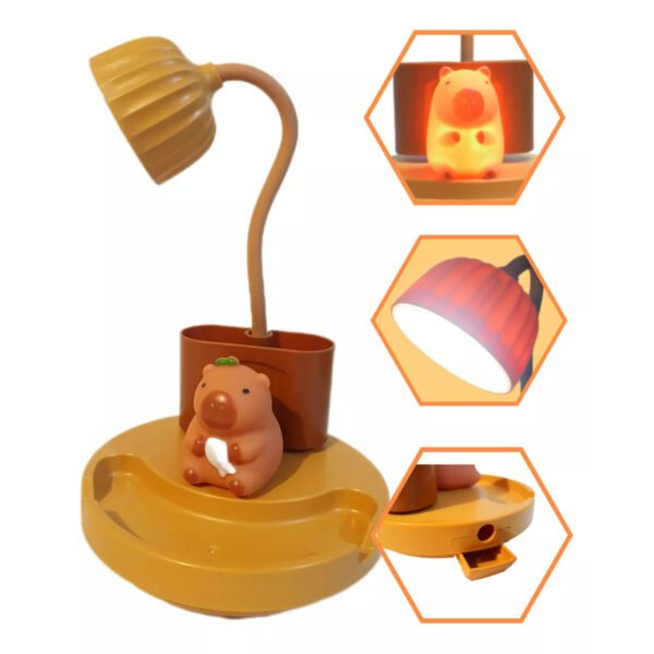Lampara De Mesa Capybara Recargable Led Luz Nocturna Kawaii