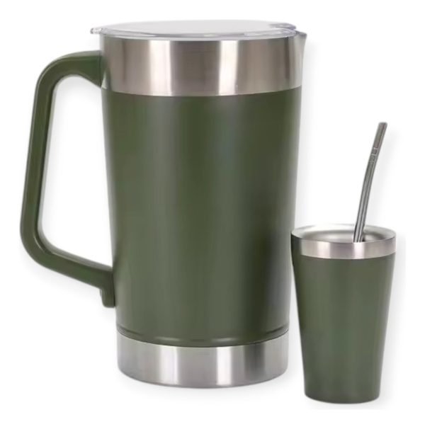 Jarra De Acero Inoxidable Beer Pints 2000ml Con Vaso Mate - Image 9