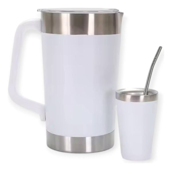 Jarra De Acero Inoxidable Beer Pints 2000ml Con Vaso Mate - Image 2