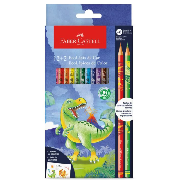 Lapices De Colores Mezclados Dinosaurios Faber Castell 12+2