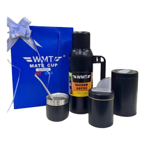 Set Matero Termo Doble Capa 1 Litro Mate Bombilla + Latas