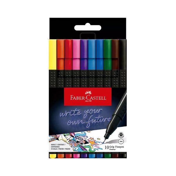 Marcadores Microfibras Faber Castell Grip Finepen X 10