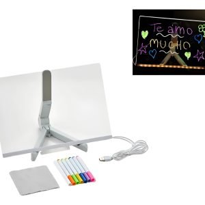 Pizarra Mágica Tableta Luz Led Usb Acrilico Blanco 30x20 Cm